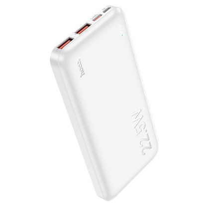 External Battery HOCO J101, 10000mAh, 22.5W, QC + PD, 1 x USB-C - 2 x USB-A, White