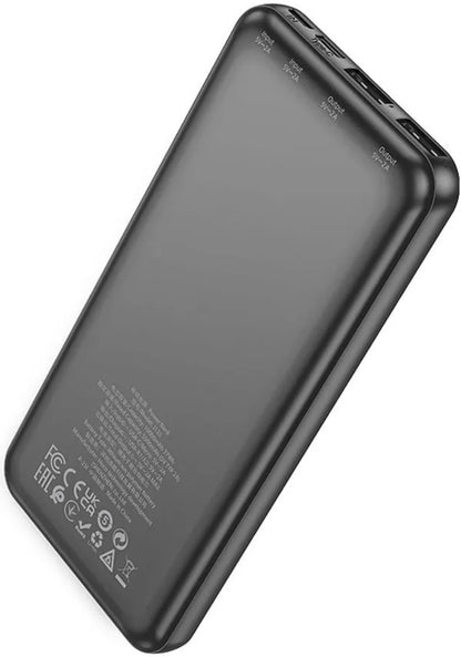 HOCO J123 External Battery, 10000mAh, 10W, 2 x USB-A, Black