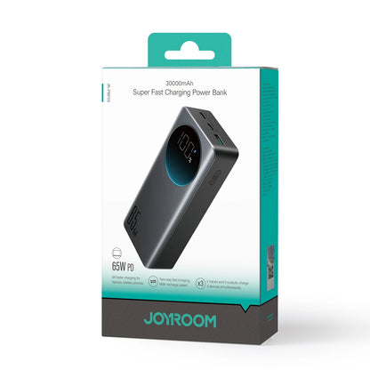 Joyroom JR-PBF05 Pro External Battery, 30000mAh, 65W, QC + PD, 1 x USB-A - 2 x USB-C, Black