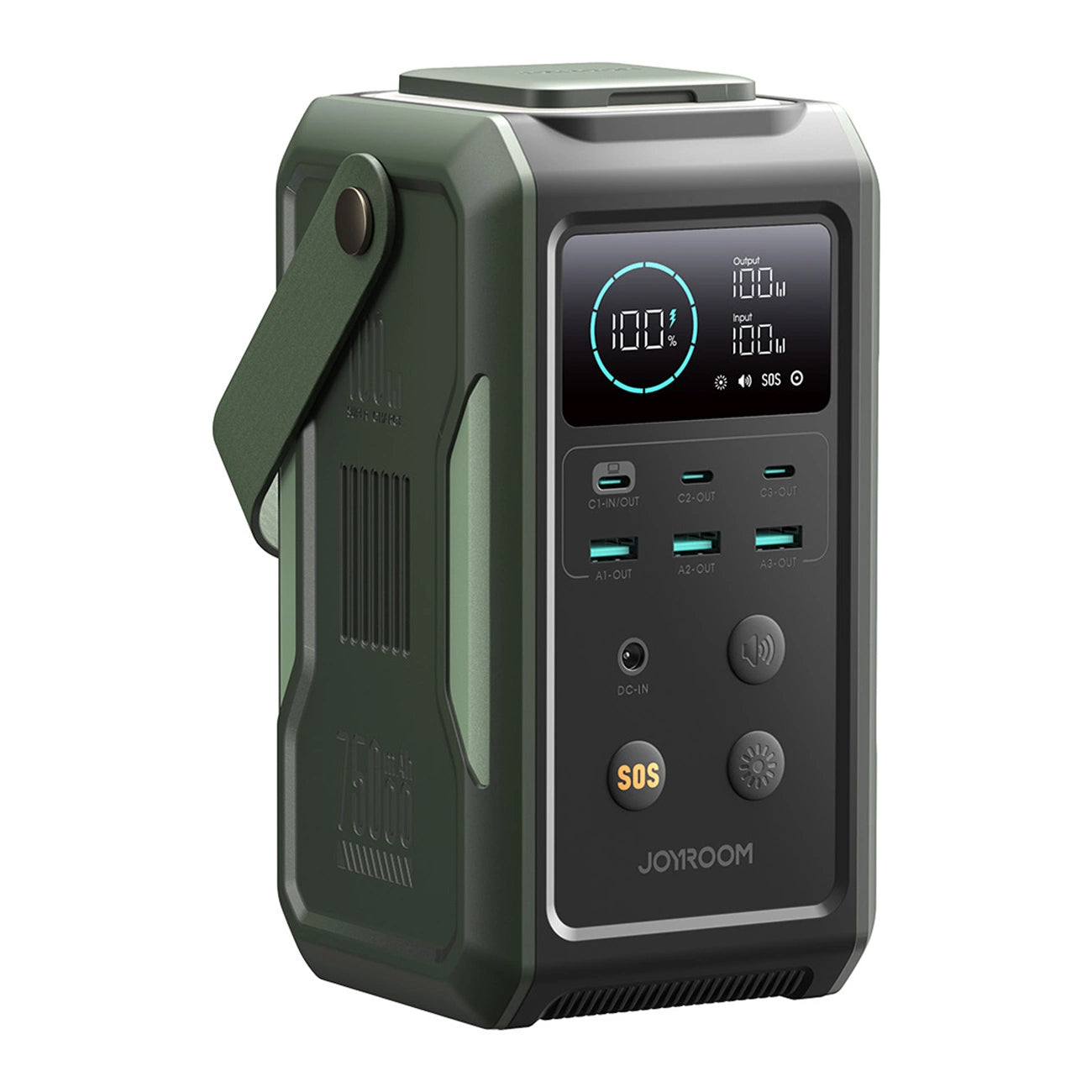 Joyroom JR-PBF10 External Battery, 75000mAh, 100W, QC + PD, 3 x USB-A - 3 x USB-C, Green