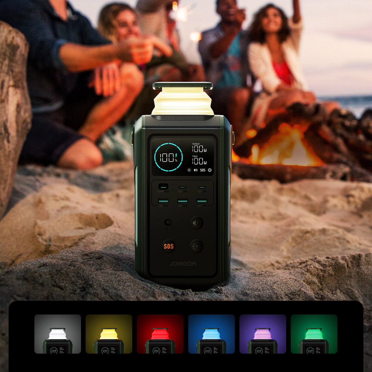 Joyroom JR-PBF10 External Battery, 75000mAh, 100W, QC + PD, 3 x USB-A - 3 x USB-C, Green