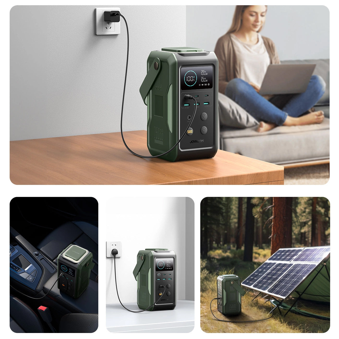 Joyroom JR-PBF10 External Battery, 75000mAh, 100W, QC + PD, 3 x USB-A - 3 x USB-C, Green