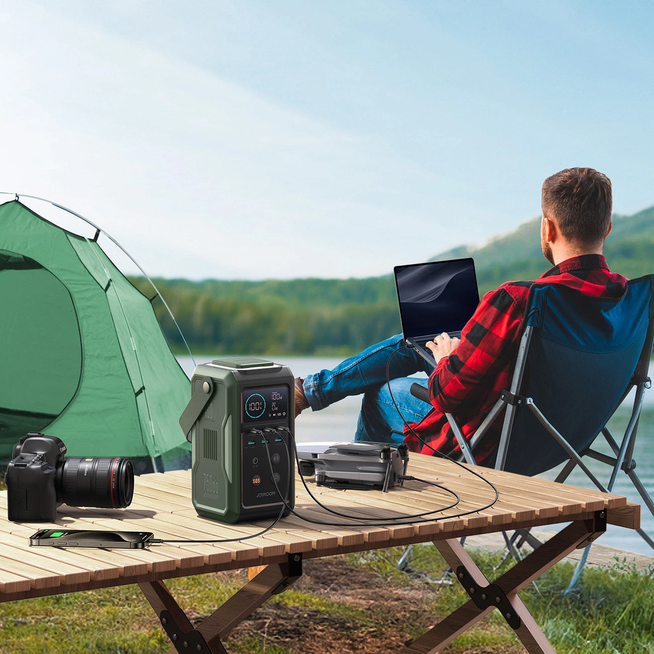 Joyroom JR-PBF10 External Battery, 75000mAh, 100W, QC + PD, 3 x USB-A - 3 x USB-C, Green