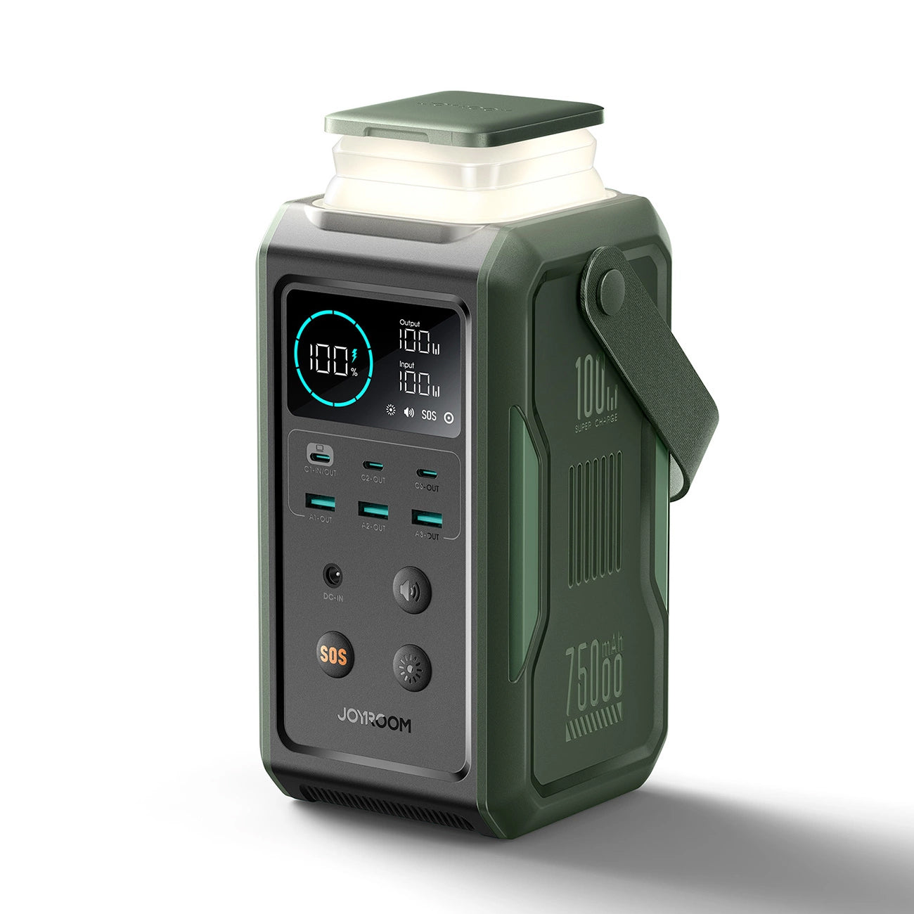 Joyroom JR-PBF10 External Battery, 75000mAh, 100W, QC + PD, 3 x USB-A - 3 x USB-C, Green