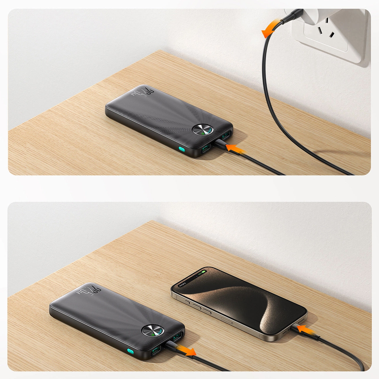 External Battery Joyroom JR-PBF15, 10000mAh, 22.5W, QC + PD, 1 x USB-C - 2 x USB-A, Black