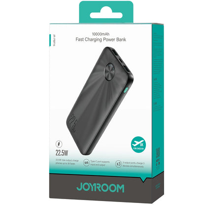 External Battery Joyroom JR-PBF15, 10000mAh, 22.5W, QC + PD, 1 x USB-C - 2 x USB-A, Black