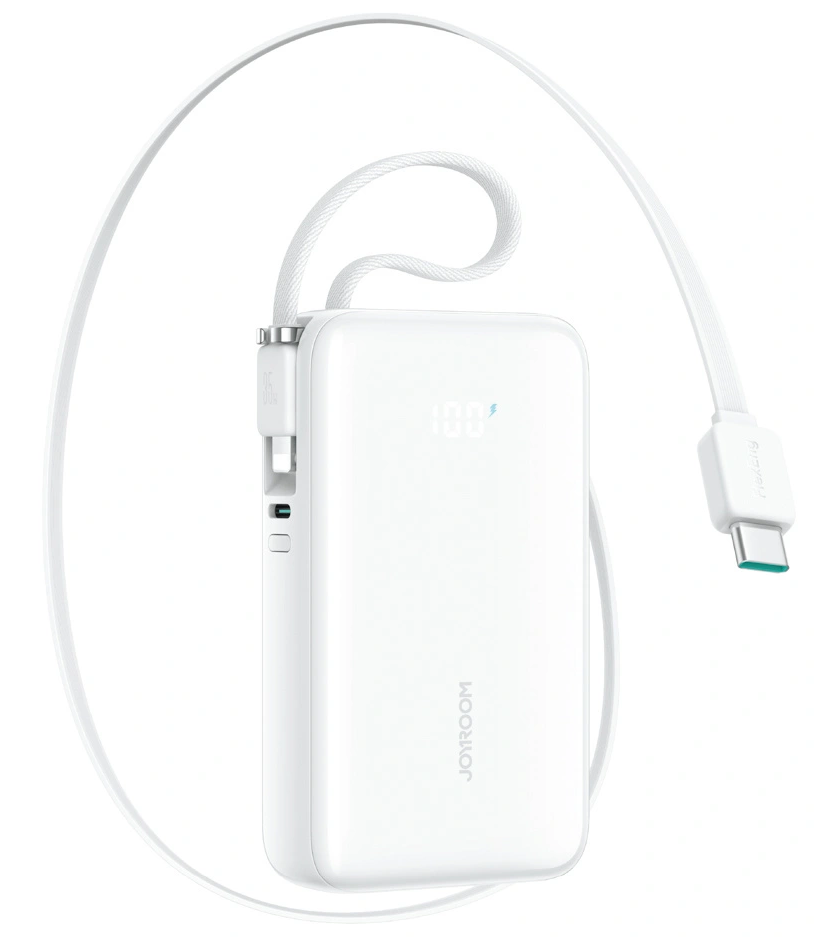 Joyroom JR-PR2L External Battery, 10000mAh, 35W, QC + PD, 1 x Lightning - 2 x USB-C, White