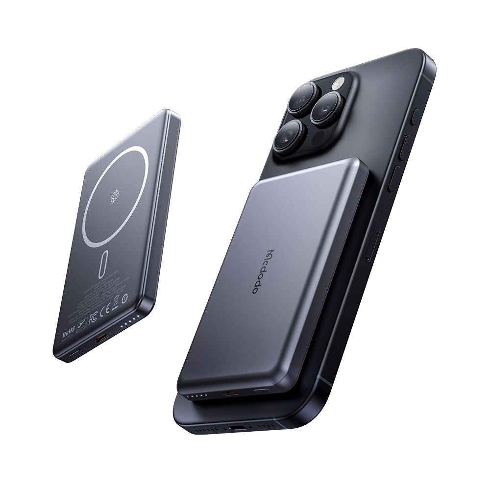 McDodo MC-4641 Meta Wireless External Battery, 5000mAh, 20W, PD + FQI, 1 x QI - 1 x USB-C, Black