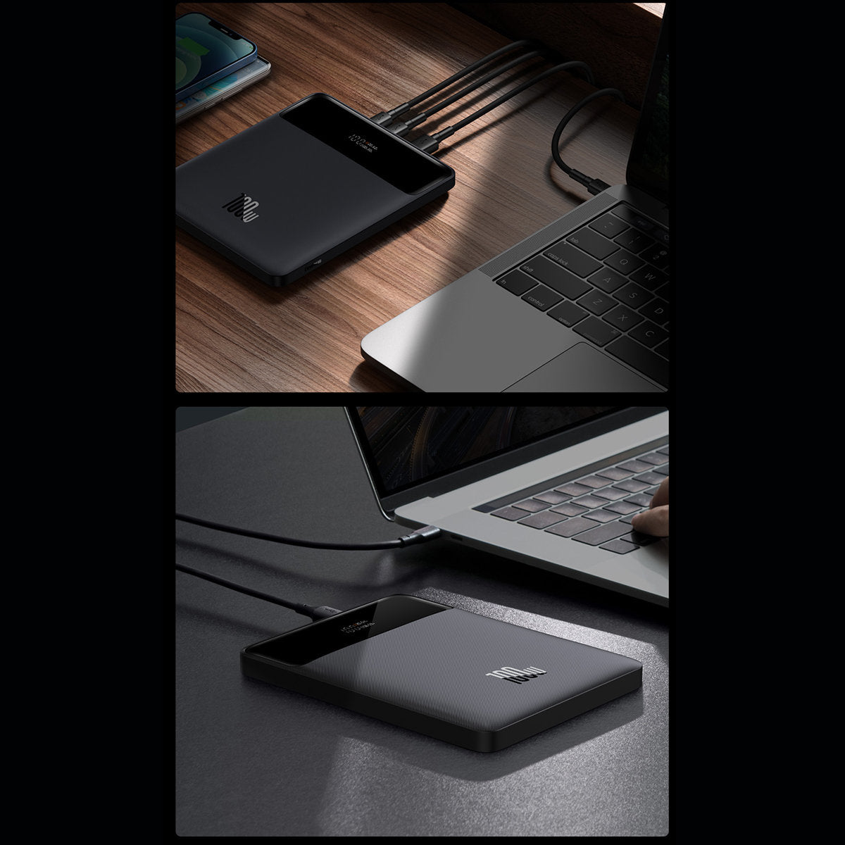 Baseus Blade Ultrathin External Battery, 20000mAh, 100W, QC + PD, 2 x USB-A - 2 x USB-C, Black PPBL000201