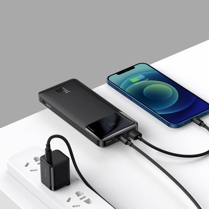 Baseus Bipow External Battery, 10000mAh, 15W, 1 x USB-C - 2 x USB-A, Black PPBD050001