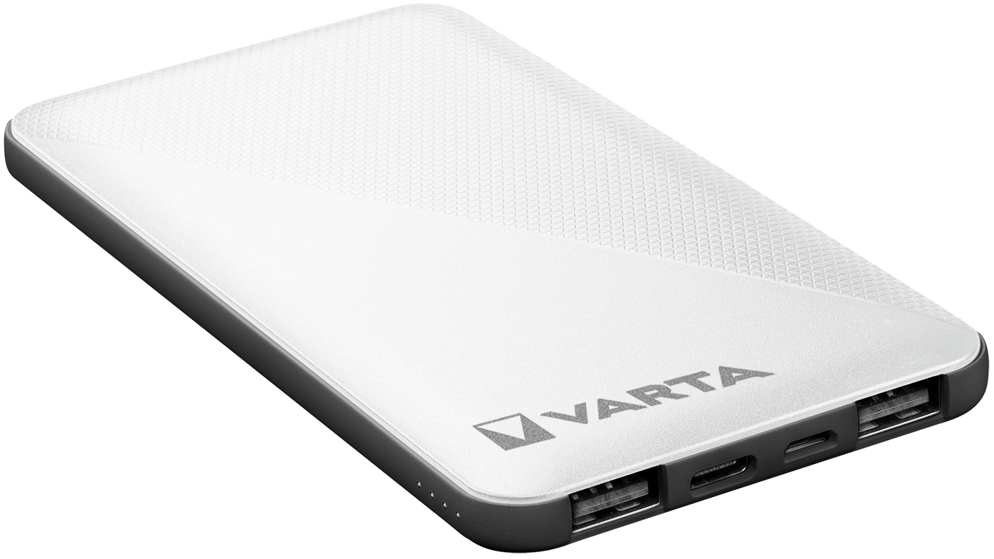 Varta Energy External Battery, 5000mAh, 15W, 2 x USB-A - 1 x USB-C, White