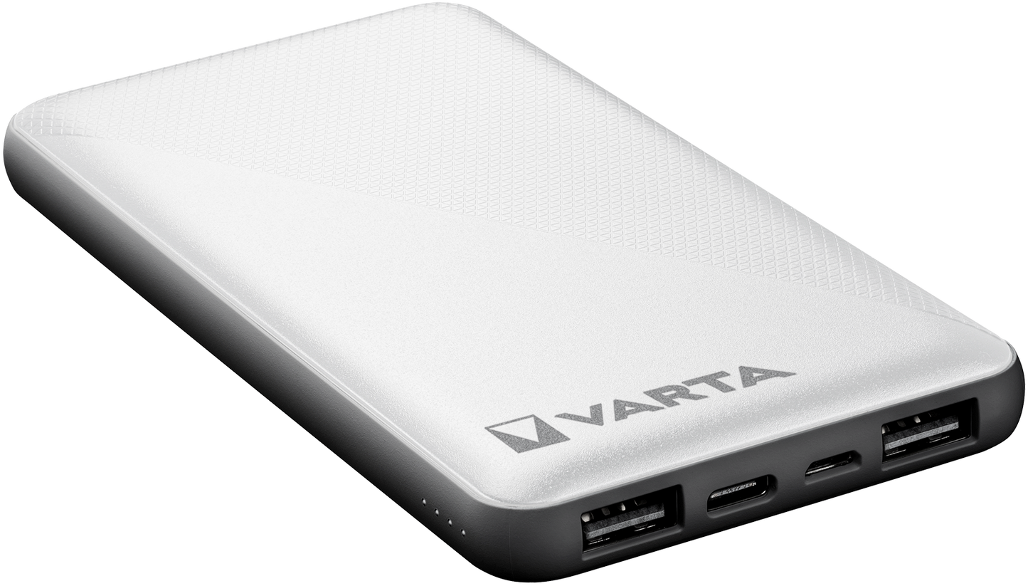 Varta Energy External Battery, 10000mAh, 15W, 2 x USB-A - 1 x USB-C, White