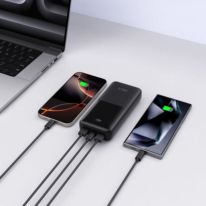 Tech-Protect PB02 External Battery, 20000mAh, 22.5W, QC + PD, 1 x USB-C - 2 x USB-A, Black