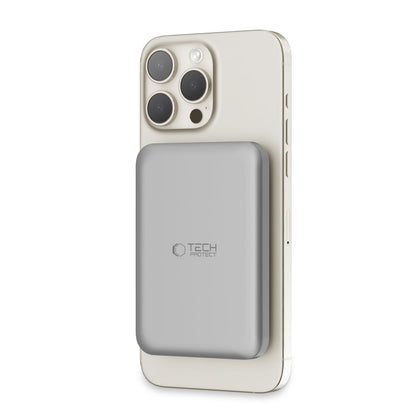 Wireless External Battery Tech-Protect PB10 LifeMag, 5000mAh, 15W, PD + FQI, 1 x QI - 1 x USB-C, Gray