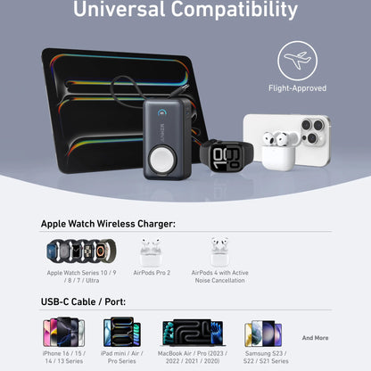 Anker MagGo Wireless External Battery, 10000mAh, 35W, PD + QI, 1 x QI - 2 x USB-C, Black A1657H11