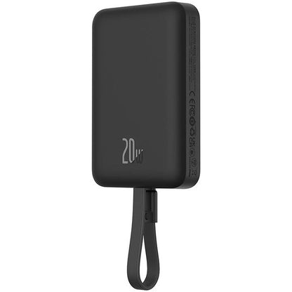 Baseus Magnetic Mini Wireless External Battery, 10000mAh, 20W, PD + FQI, 1 x Lightning - 1 x QI - 1 x USB-C, Black P10022109113-00