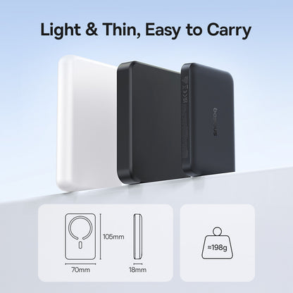 Baseus EnerFill FM11 Wireless External Battery, 10000mAh, 30W, PD + FQI, 1 x QI - 1 x USB-C, Black