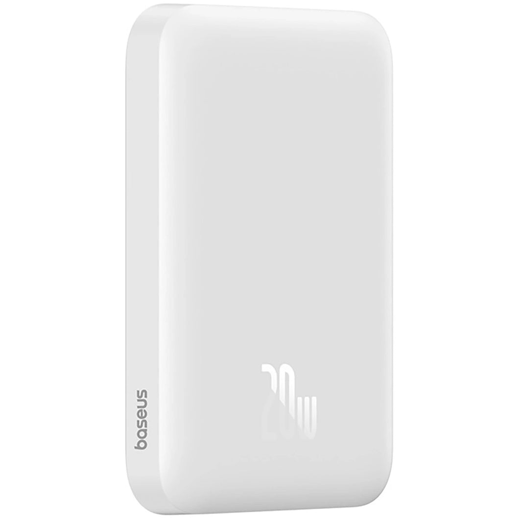 Baseus Magnetic Mini Wireless External Battery, 6000mAh, 20W, PD + FQI, 1 x QI - 1 x USB-C, White