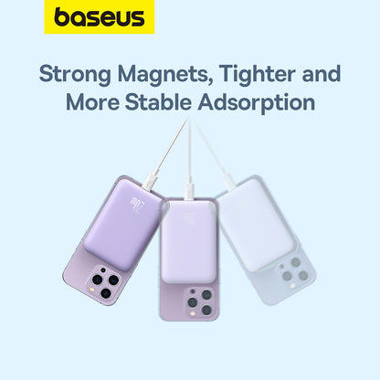 Baseus Mini Air Wireless External Battery, 6000mAh, 20W, PD + FQI, 1 x QI - 1 x USB-C, Purple P10059002513-00