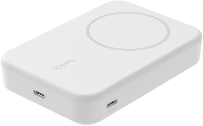 Belkin BoostCharge Pro Wireless External Battery with Kickstand, 10000mAh, 15W, FQI, 1 x QI - 1 x USB-C, White BPD008btWH
