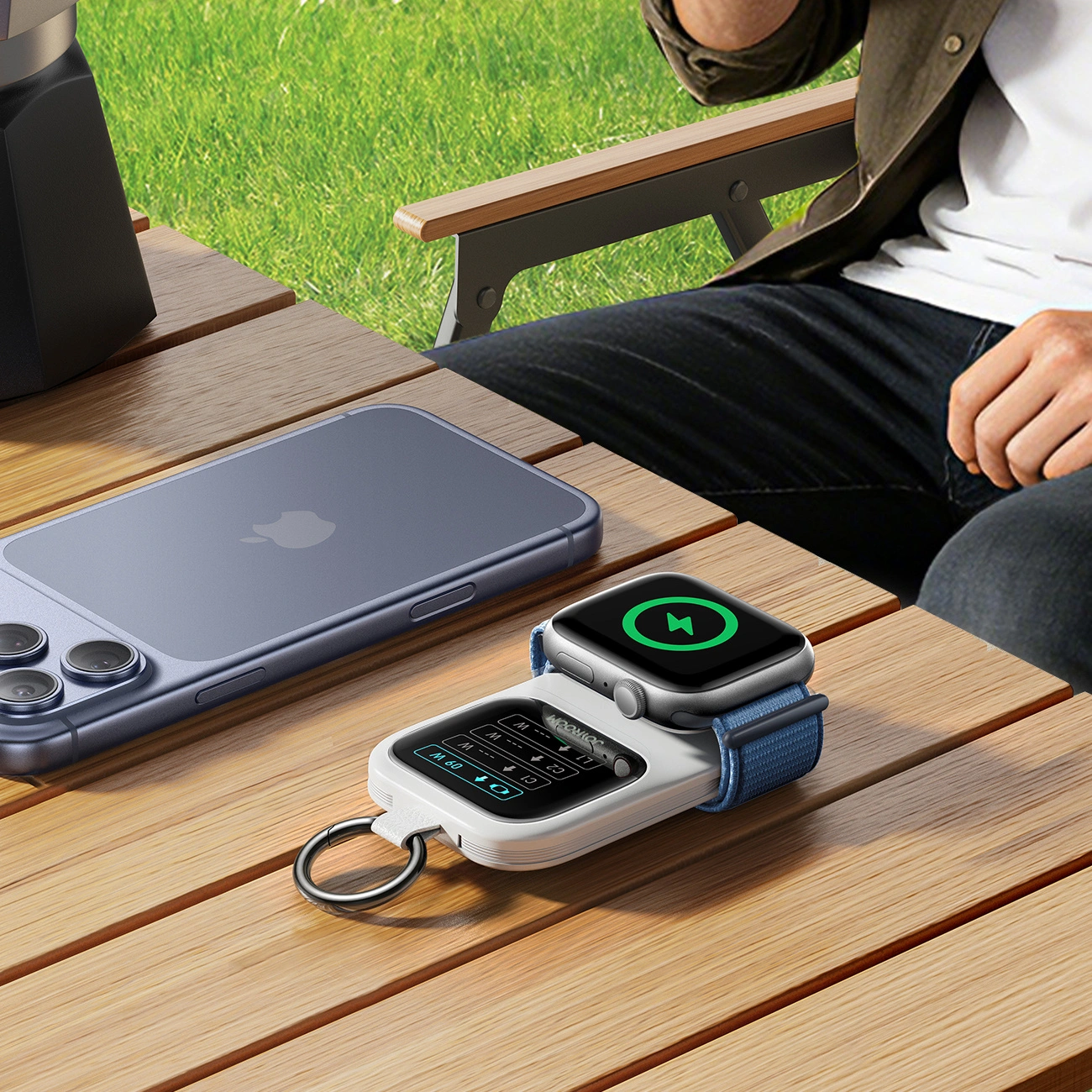 Joyroom JR-W19 Wireless External Battery, 5000mAh, 20W, QC + PD, 1 x Lightning - 1 x QI - 2 x USB-C, White