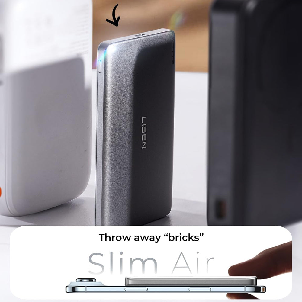 Wireless External Battery Lisen L601 Pro, 5000mAh, 22.5W, PD + FQI, 1 x QI - 1 x USB-C, Gray YL0325090011