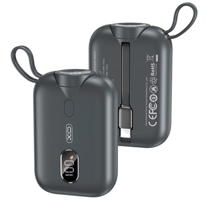 XO Design PR260 Wireless External Battery, 10000mAh, 20W, PD + QI, 1 x QI - 2 x USB-C, Black