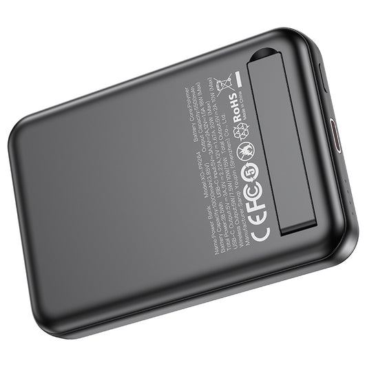 XO Design PR264 Wireless External Battery, 10000mAh, 20W, PD + FQI, 1 x USB-C, Black