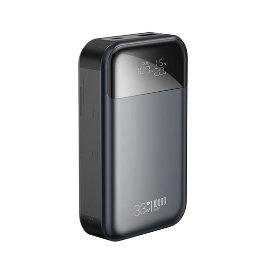 XO Design PR232 External Battery, 10000mAh, 33W, QC + PD, 1 x USB-A - 1 x USB-C, Black