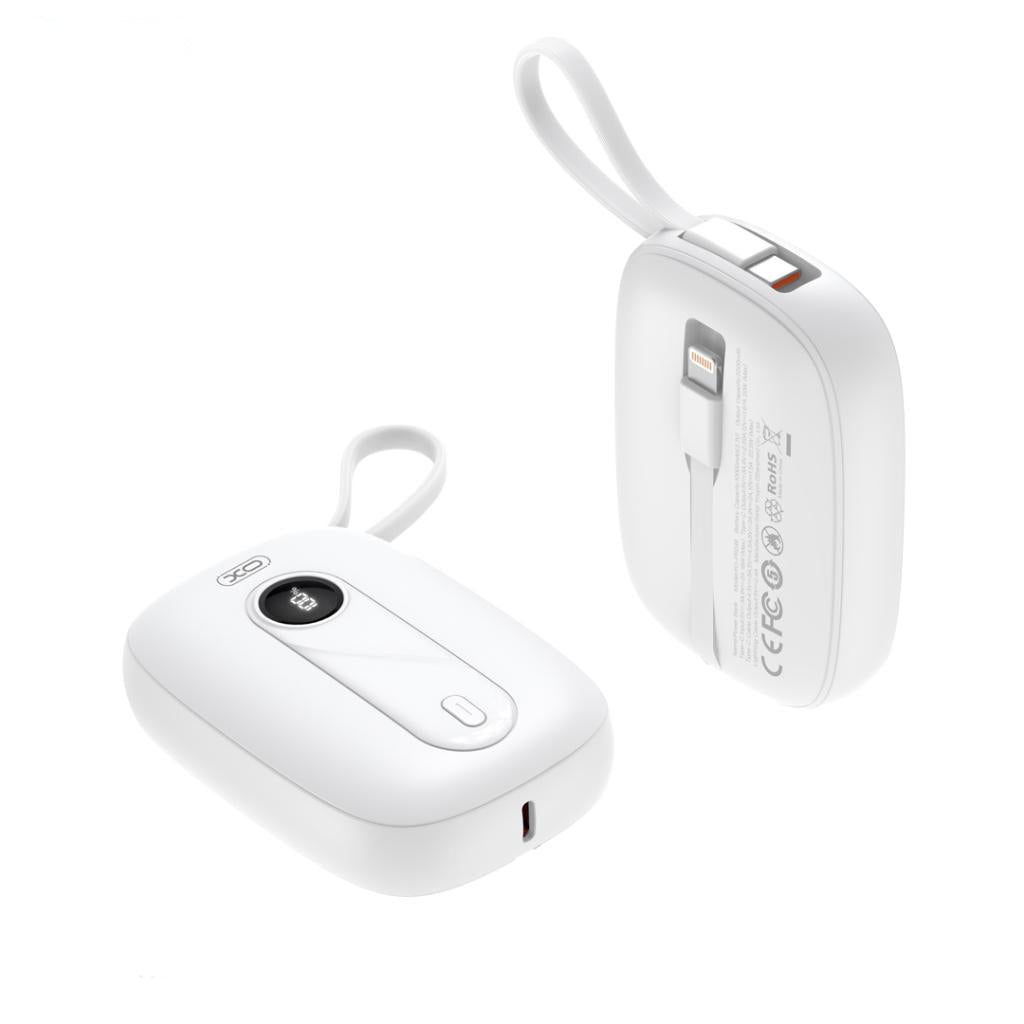 XO Design PR246 External Battery, 10000mAh, 22.5W, PD, 1 x Lightning - 2 x USB-C, White