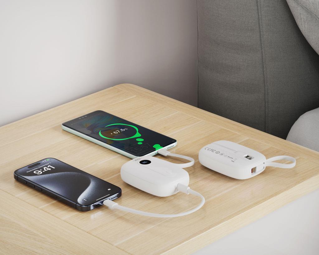 XO Design PR246 External Battery, 10000mAh, 22.5W, PD, 1 x Lightning - 2 x USB-C, White