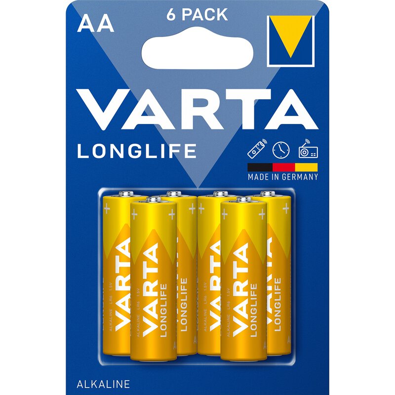 Varta Longlife 4106 Battery, AA / LR6, Set of 6 pieces