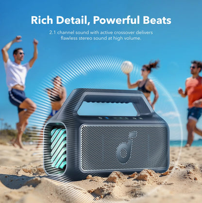 Anker SoundCore Boom 2 Portable Bluetooth Speaker, 80W, RGB, Waterproof, Blue A3138031