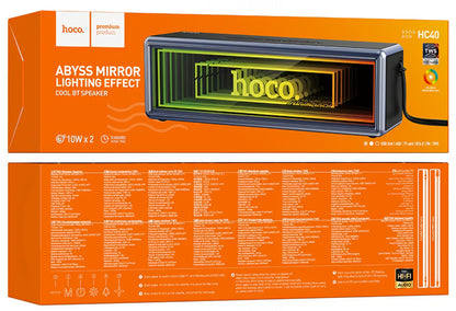 HOCO HC40 Portable Bluetooth Speaker, 2 x 10W, TWS, RGB, Black