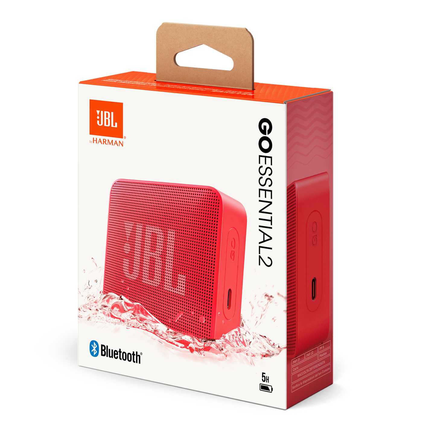 JBL Go Essential 2 Portable Bluetooth Speaker, 3.1W, Pro Sound, Waterproof, Red JBLGOES2REDCN