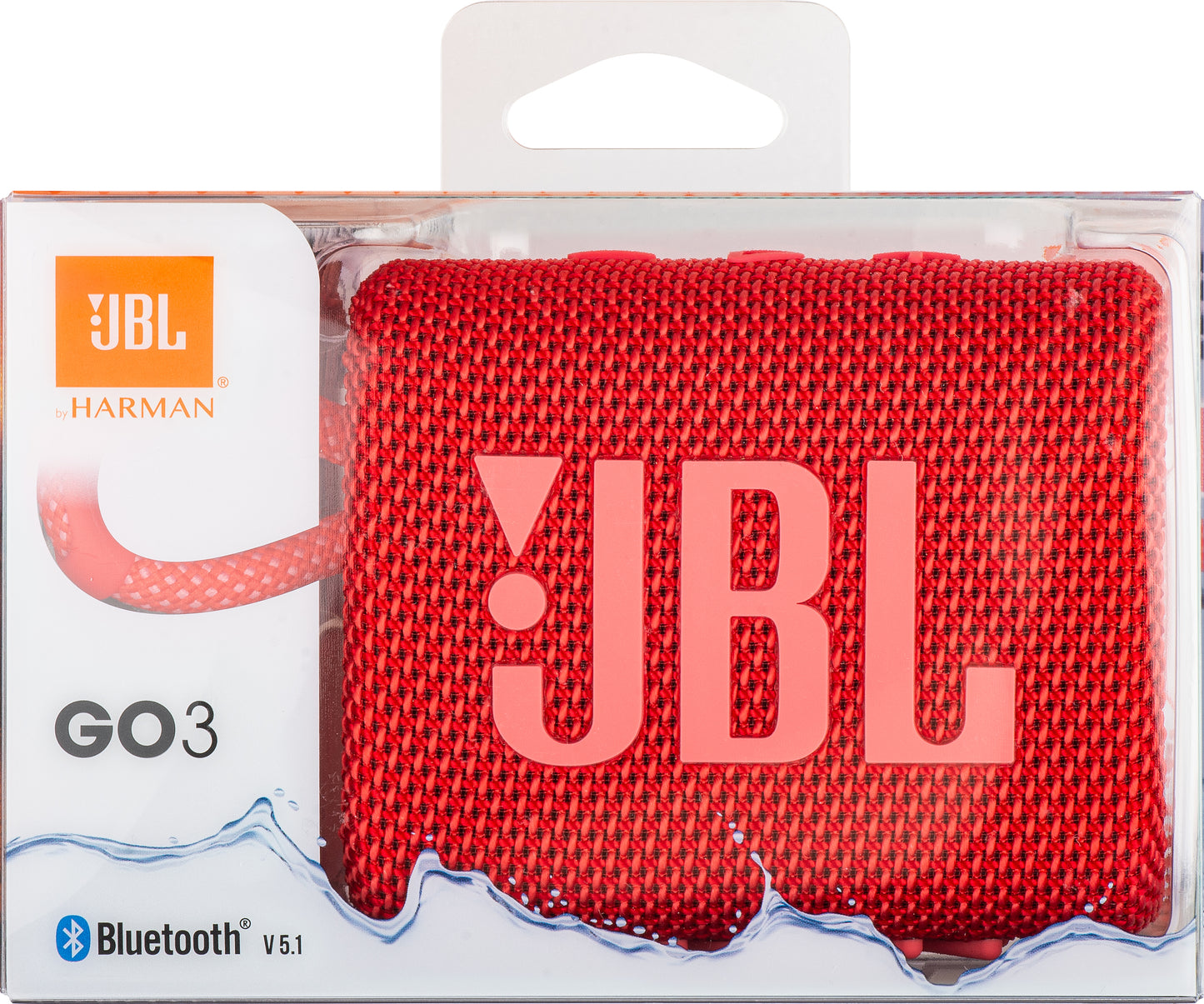 JBL GO 3 Portable Bluetooth Speaker, 4.2W, Pro Sound, Waterproof, Red JBLGO3RED