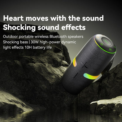 Yesido YSW22 Portable Bluetooth Speaker, 30W, RGB, Waterproof, Black