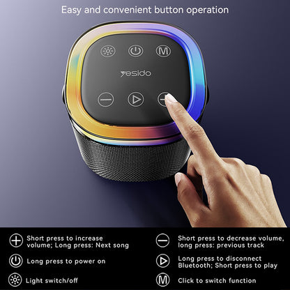 Yesido YSW25 Portable Bluetooth Speaker, 5W, RGB, Black