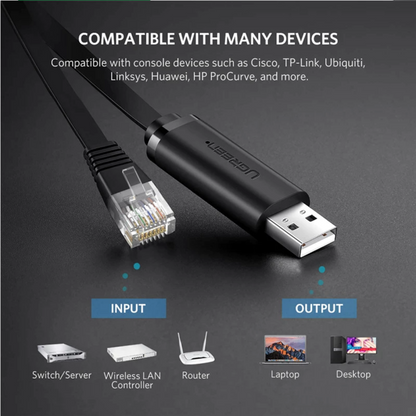 UGREEN CM204 USB Console Cable, RJ45, 3m, Black