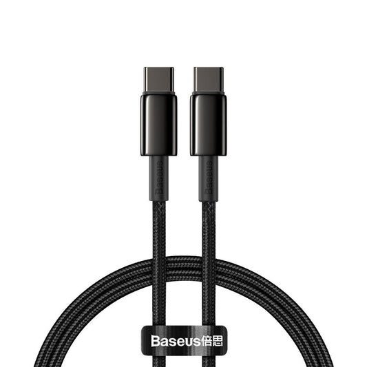 Data and Charging Cable USB-C - USB-C Baseus Tungsten Gold, 100W, 2m, Black CATWJ-A01