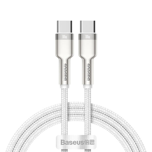 Data and Charging Cable USB-C - USB-C Baseus Coffee Metal Series, 100W, 1m, White CATJK-C02