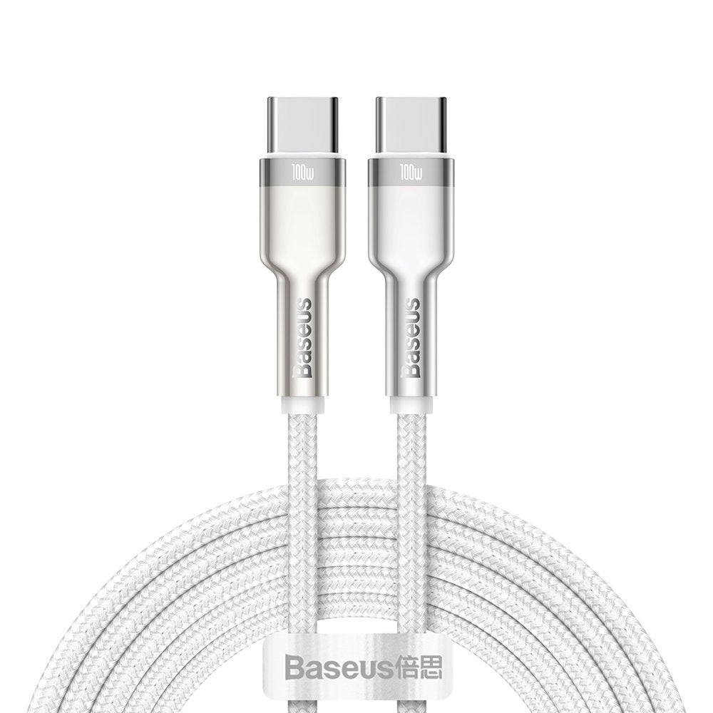 Data and Charging Cable USB-C - USB-C Baseus Coffee, 100W, 2m, White CATJK-D02