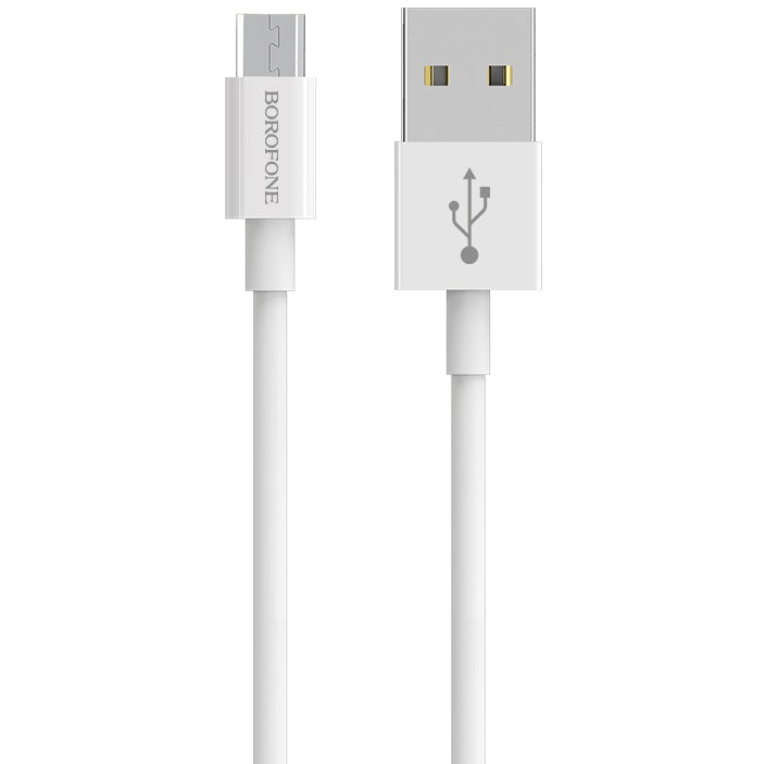 Data and Charging Cable USB-A - microUSB Borofone Bloom BX22, 18W, 1m, White