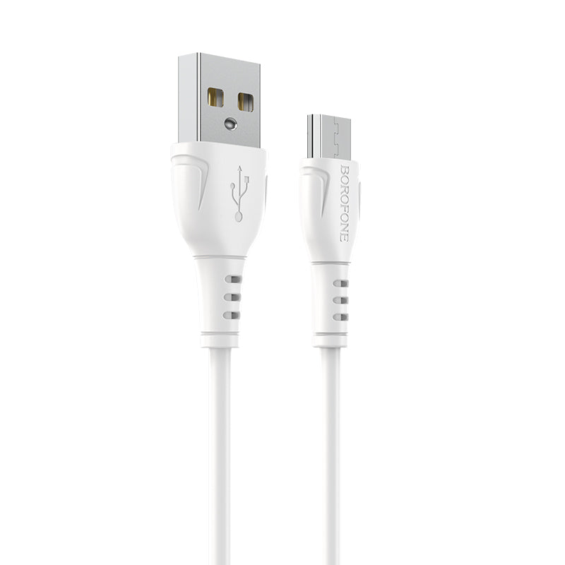 Data and Charging Cable USB-A - microUSB Borofone BX51 Triumph MP, 18W, 1m, White 