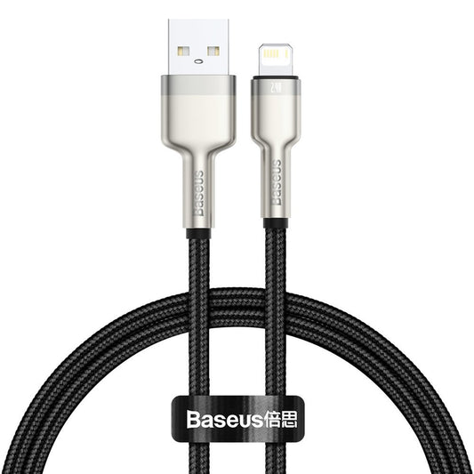 Data and Charging Cable USB-A - Lightning Baseus Cafule Metal Series, 18W, 0.25m, Black CALJK-01