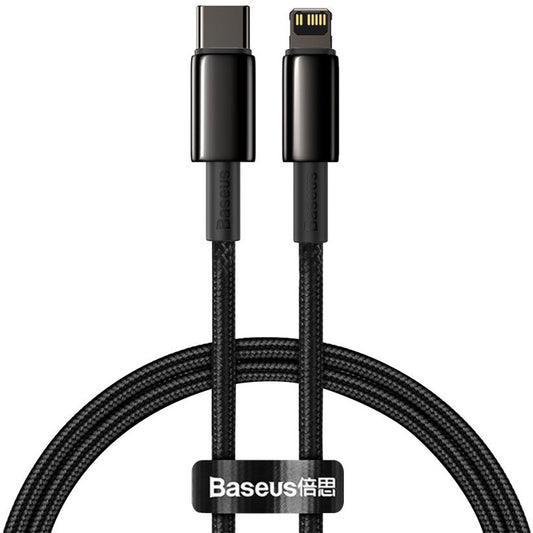 Data and Charging Cable USB-C - Lightning Baseus Tungsten Gold, 20W, 1m, Black CATLWJ-01