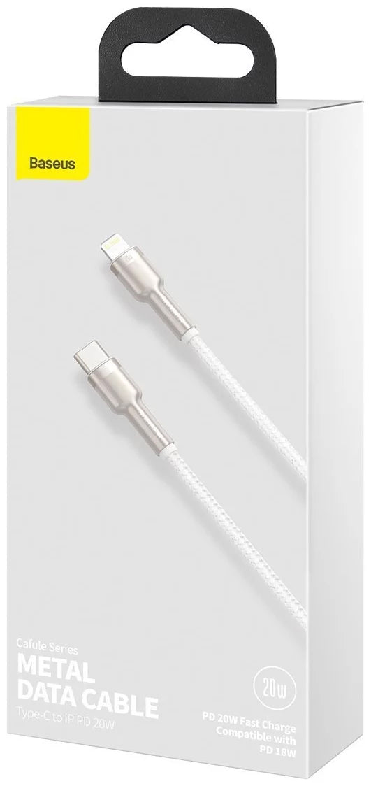 Data and Charging Cable USB-C - Lightning Baseus Cafule Metal Series, 20W, 1m, White CATLJK-A02