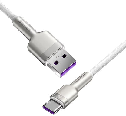 Data and Charging Cable USB-A - USB-C Baseus Cafule Metal Series, 66W, 1m, White CAKF000102