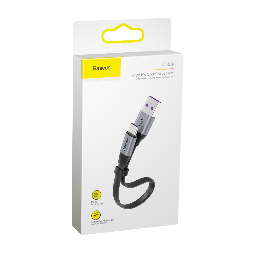 Data and Charging Cable USB-A - USB-C Baseus Simple, 40W, 0.23m, Gray CATMBJ-BG1