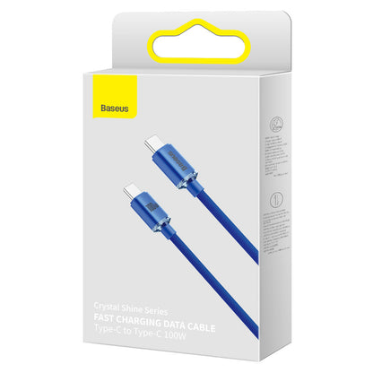 Data and Charging Cable USB-C - USB-C Baseus Crystal Shine Series, 100W, 2m, Blue CAJY000703